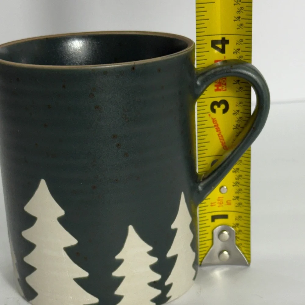 Crate & Barrel Green Trees Stoneware Mug